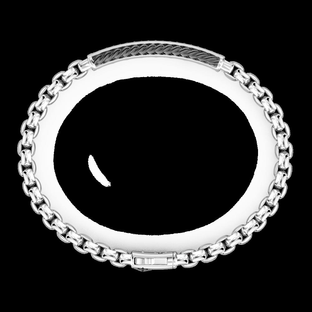 Zancan Bracciale Zancan a maglia venezia in argento con targa e pietre nere 2025