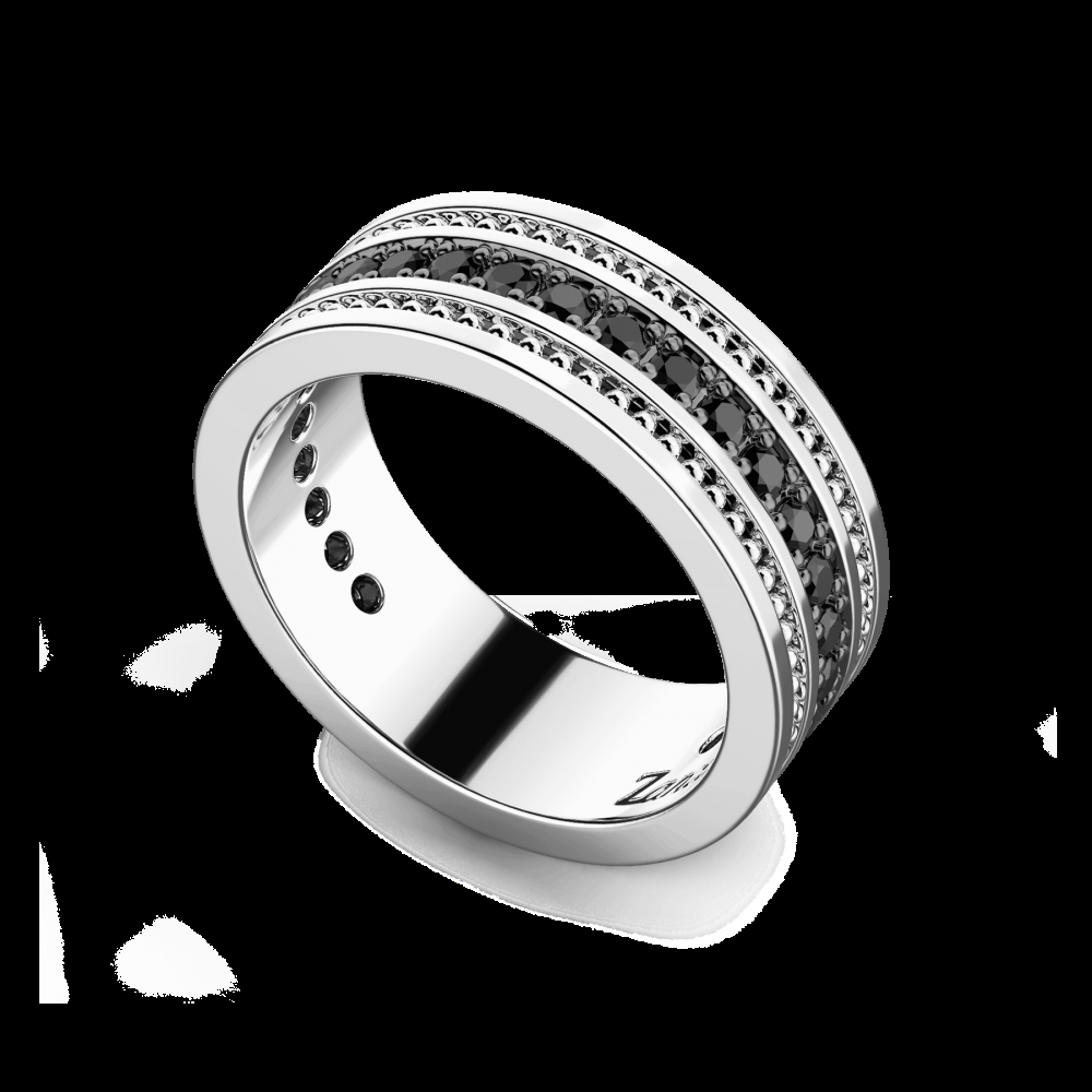 Zancan Anello a fede Zancan in argento con pietre nere Italia