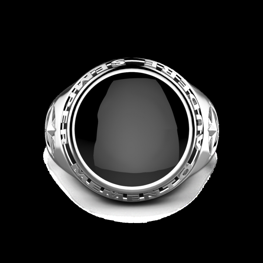 Zancan Anello Zancan in argento con onice nera e scritta in latino Promozione