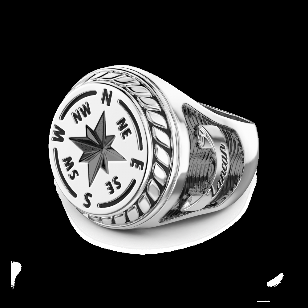 Zancan Anello Zancan in argento con rosa dei venti incisa Qualità Garantita