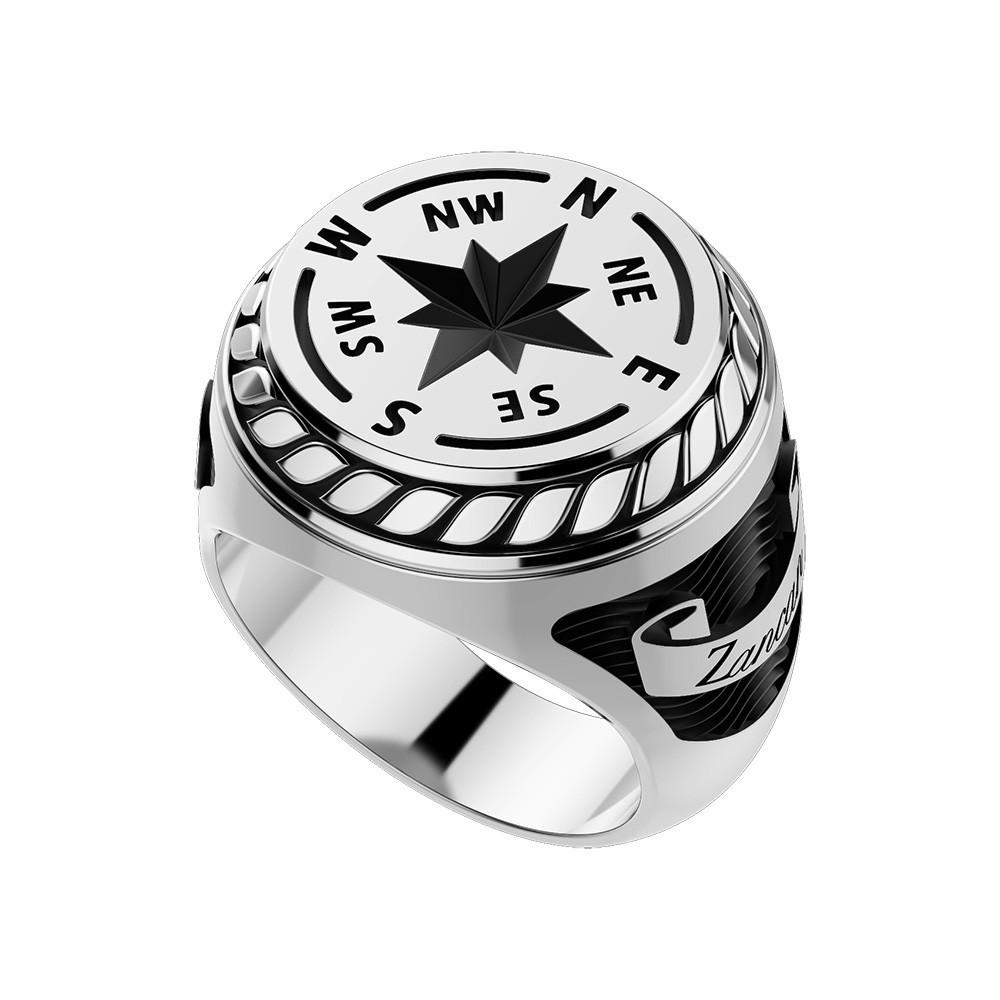 Zancan Anello Zancan in argento con rosa dei venti incisa Qualità Garantita