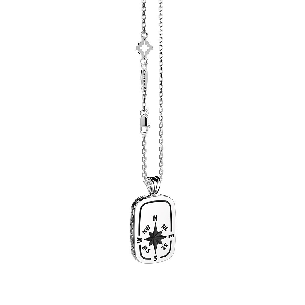 Zancan Collana Zancan in argento con pendente a targa e rosa dei venti Negozi Online