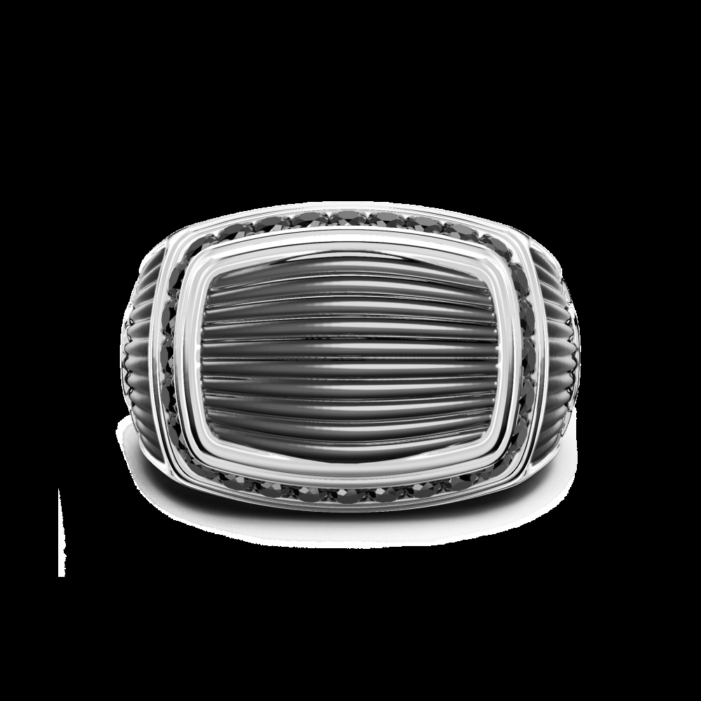 Zancan Anello chevalier Zancan in argento con pietre nere Consegna Veloce