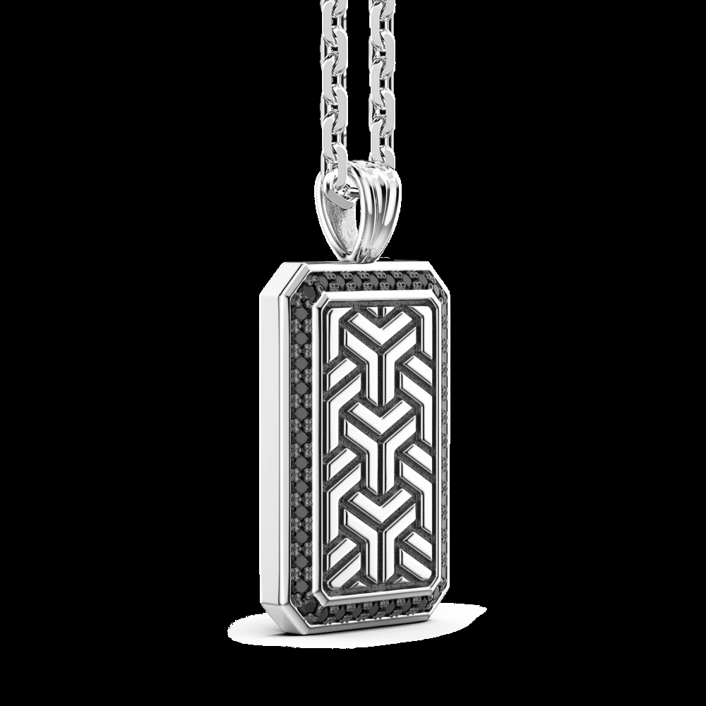 Zancan Collana Zancan in argento con pendente a targa e pietre nere Presa