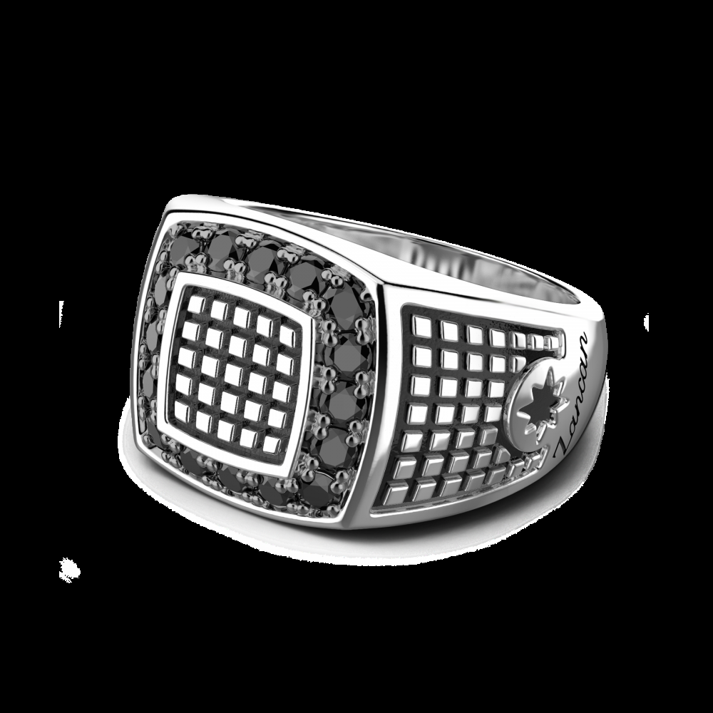 Zancan Anello chevalier Zancan in argento con pietre nere Online