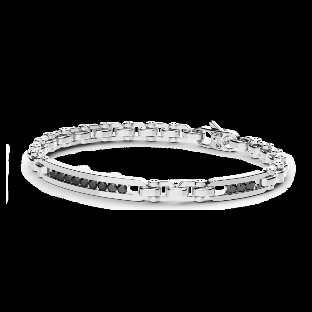 Zancan Bracciale solo maglia Zancan in argento con pietre nere Negozio
