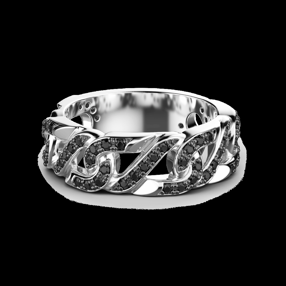 Zancan Anello Zancan in argento a fede con pietre nere Nuova