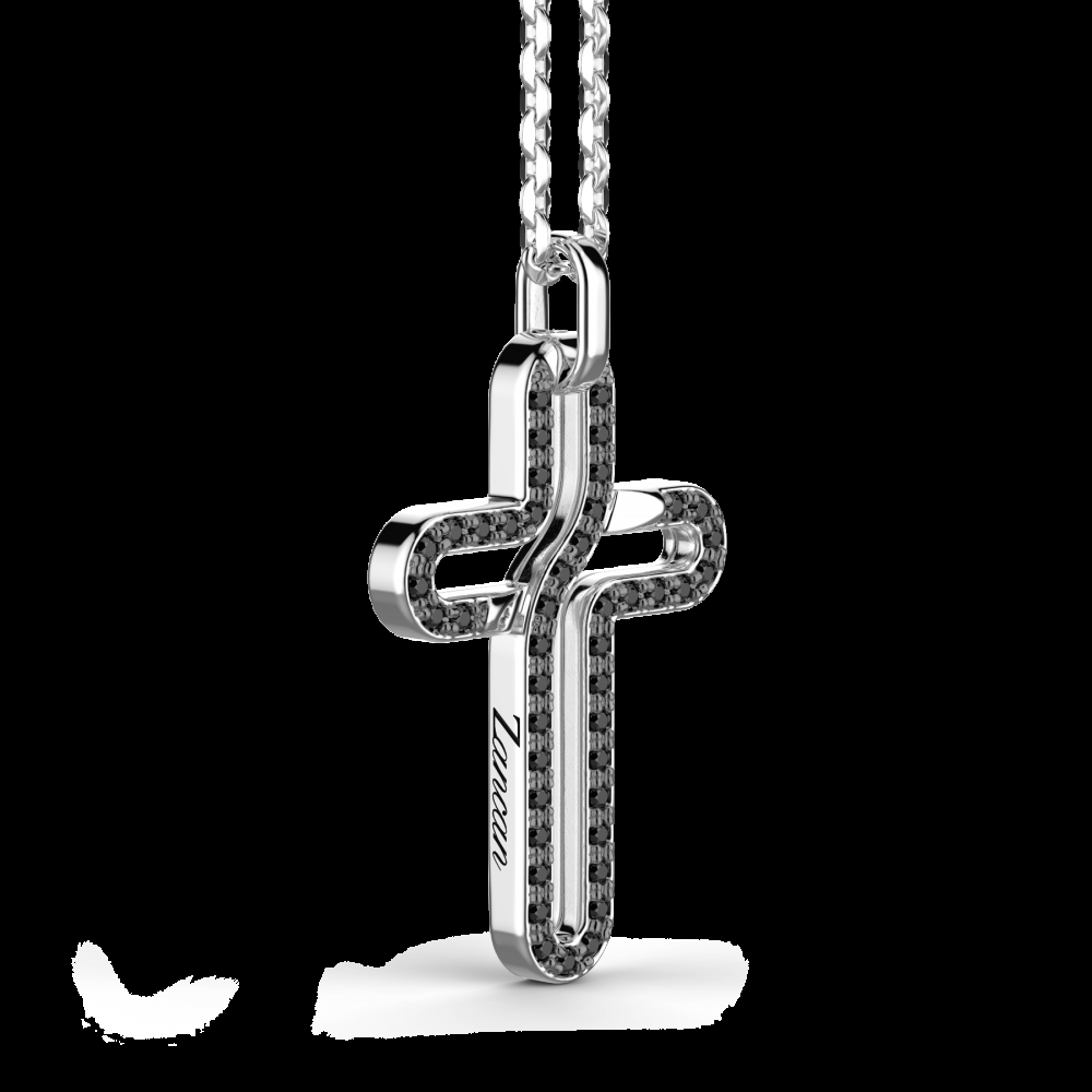 Zancan Collana Zancan in argento con pendente a croce e pietre nere Sconto di tempo limitato