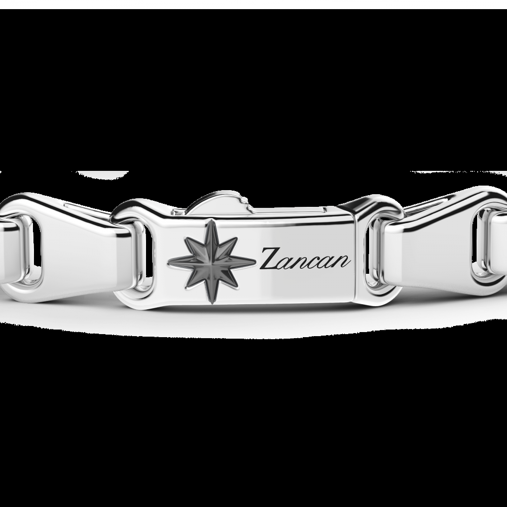 Zancan Bracciale Zancan in argento con targa e pietre nere Negozio online di fabbrica