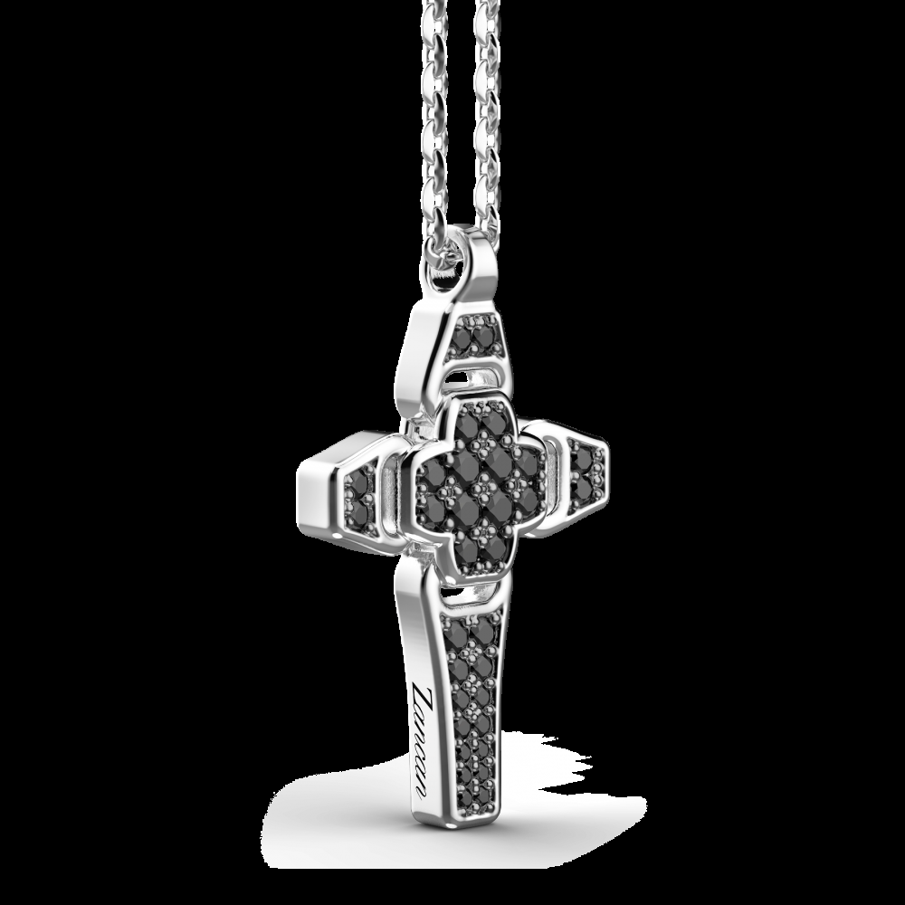 Zancan Collana Zancan in argento con pendente a croce e pietre nere Shopping online
