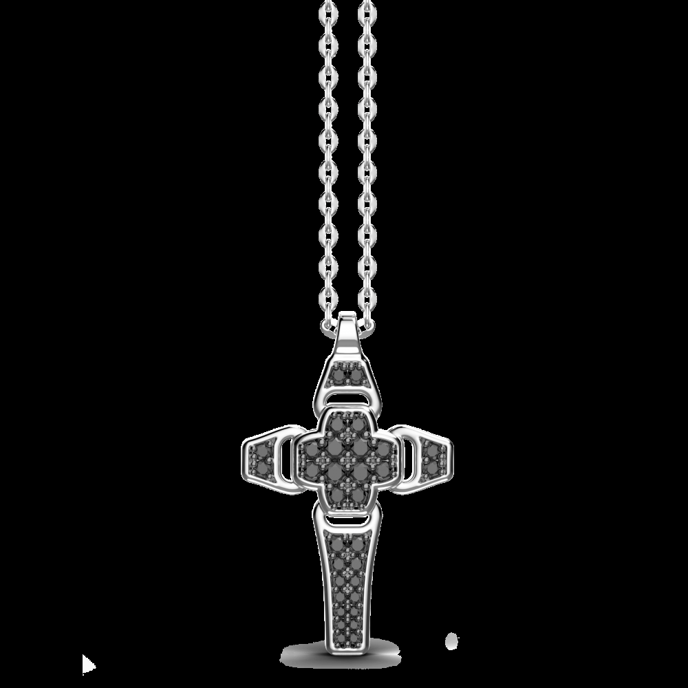 Zancan Collana Zancan in argento con pendente a croce e pietre nere Shopping online