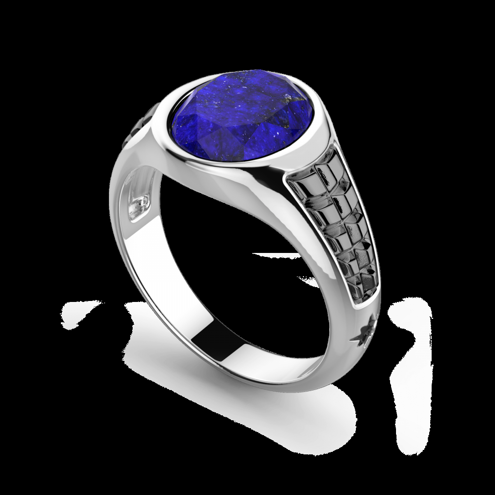 Zancan Anello chevalier Zancan in argento con pietra lapis ovale Offerte esclusive