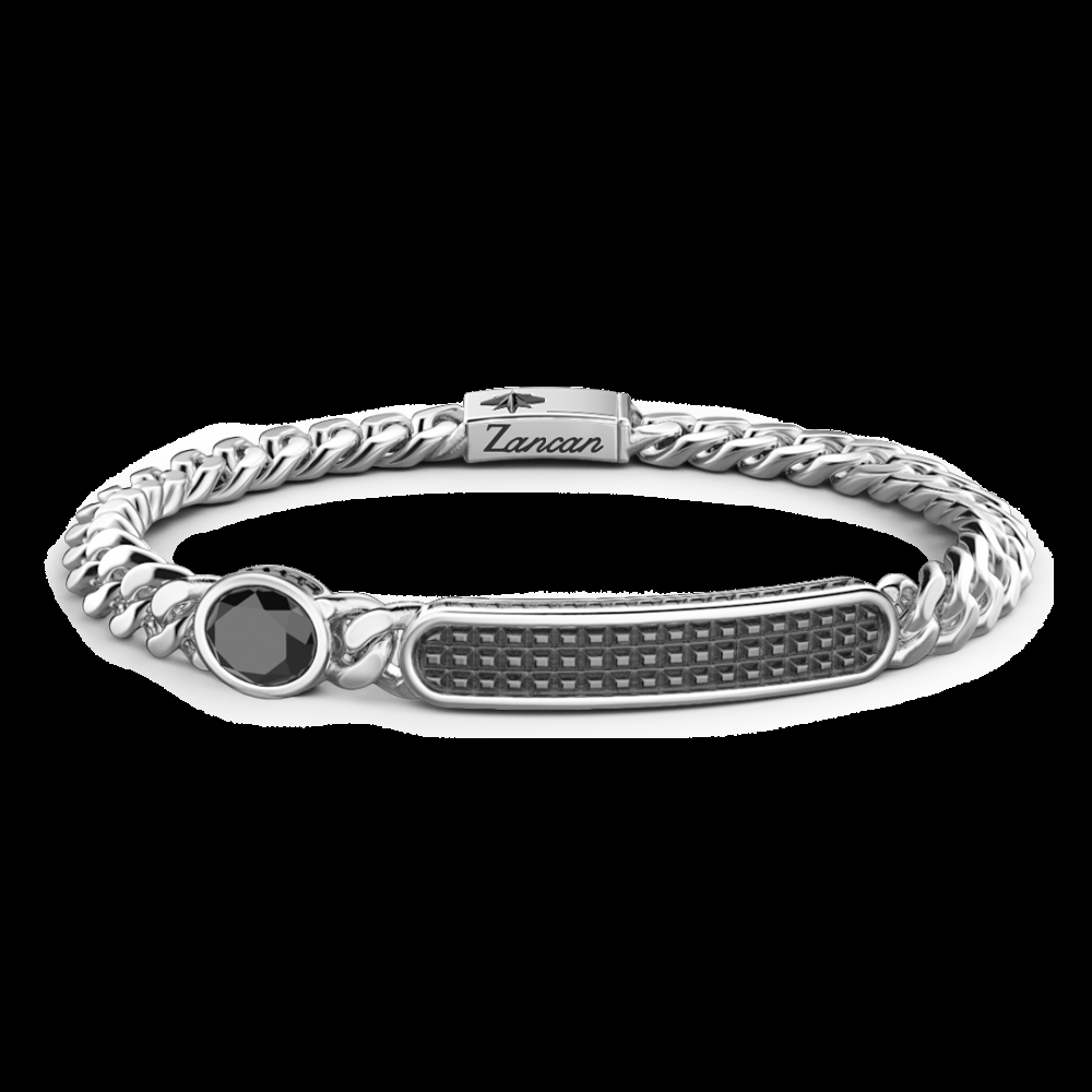Zancan Bracciale grumette Zancan in argento con targa e pietra nera Grandi sconti