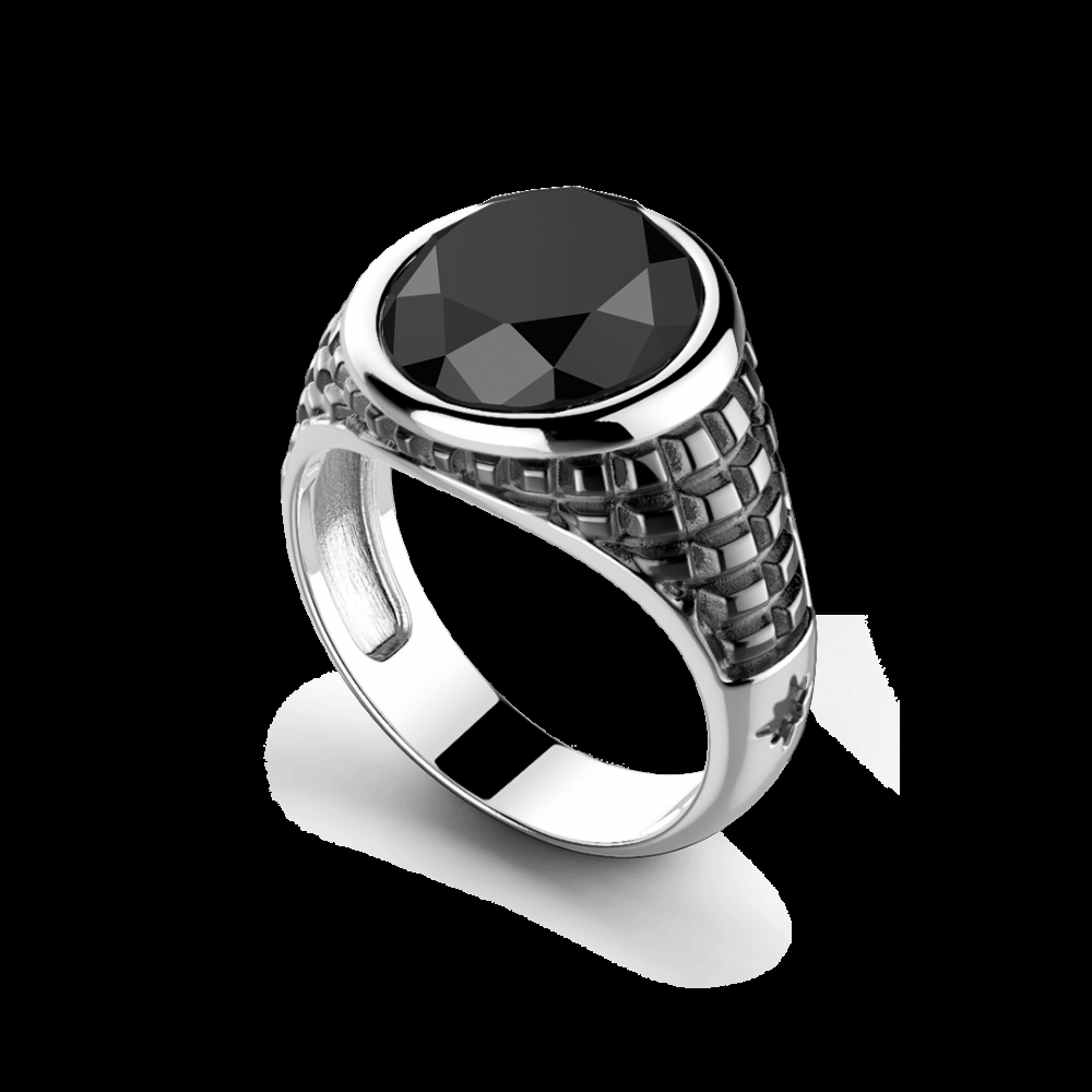Zancan Anello Zancan in argento con pietra nera Bestseller