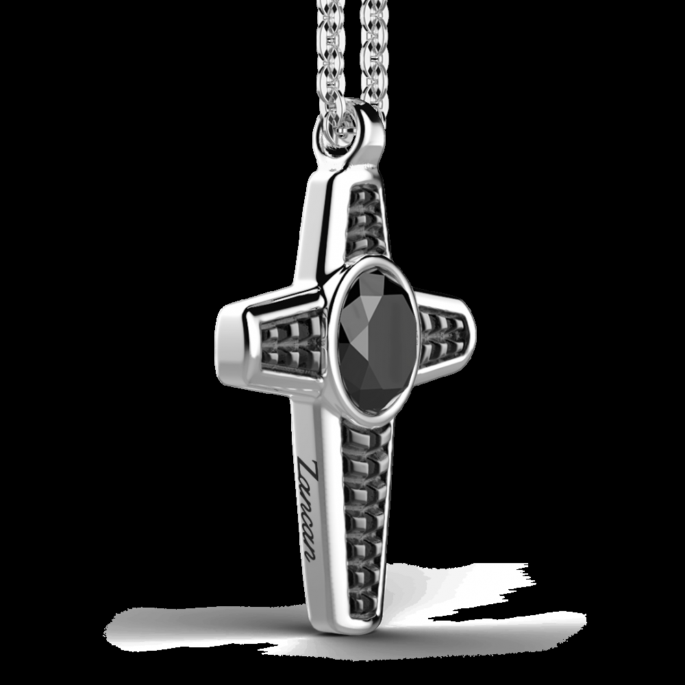 Zancan Collana Zancan in argento con pendente a croce e pietra nera Liquidazione