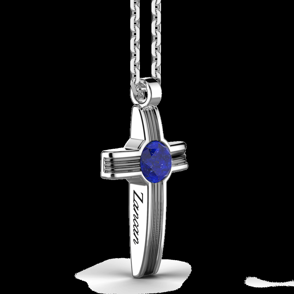 Zancan Collana Zancan in argento con pendente a croce e pietra lapis Offerte speciali