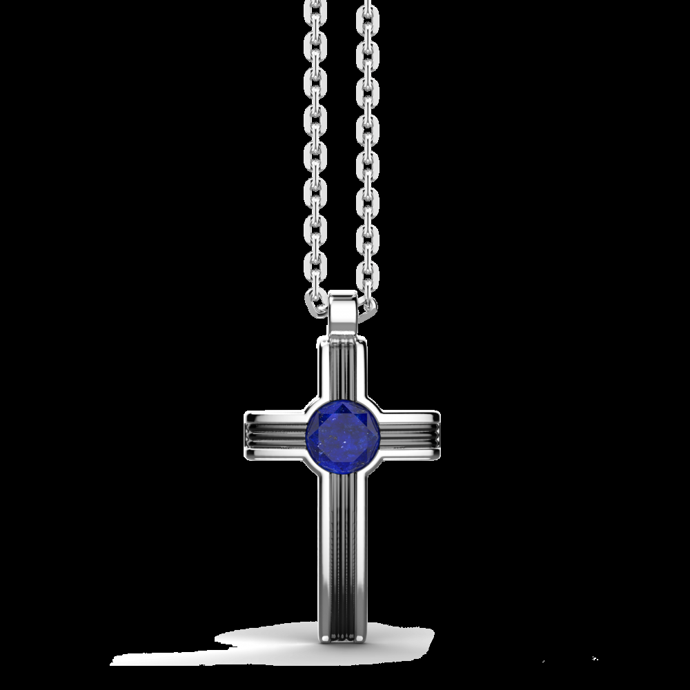 Zancan Collana Zancan in argento con pendente a croce e pietra lapis Offerte speciali
