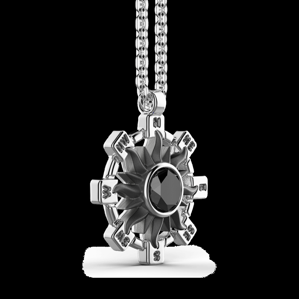 Zancan Collana Zancan in argento con pendente a sole e pietra nera Enormi risparmi