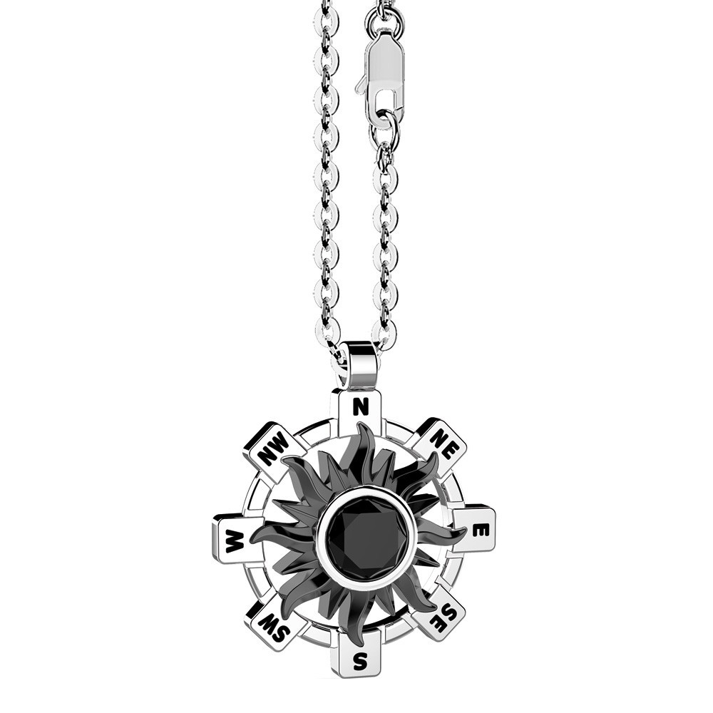 Zancan Collana Zancan in argento con pendente a sole e pietra nera Enormi risparmi