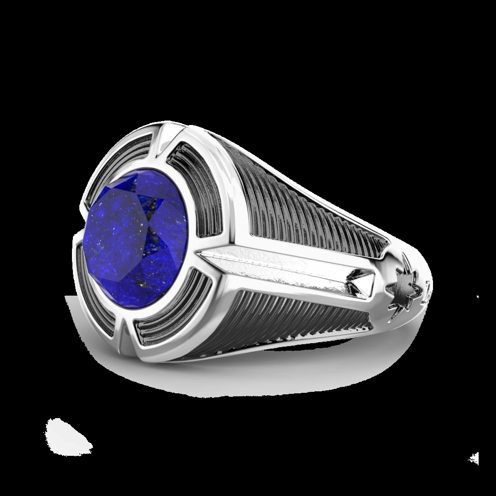 Zancan Anello chevalier Zancan in argento con pietra lapis centrale Super Saving Price