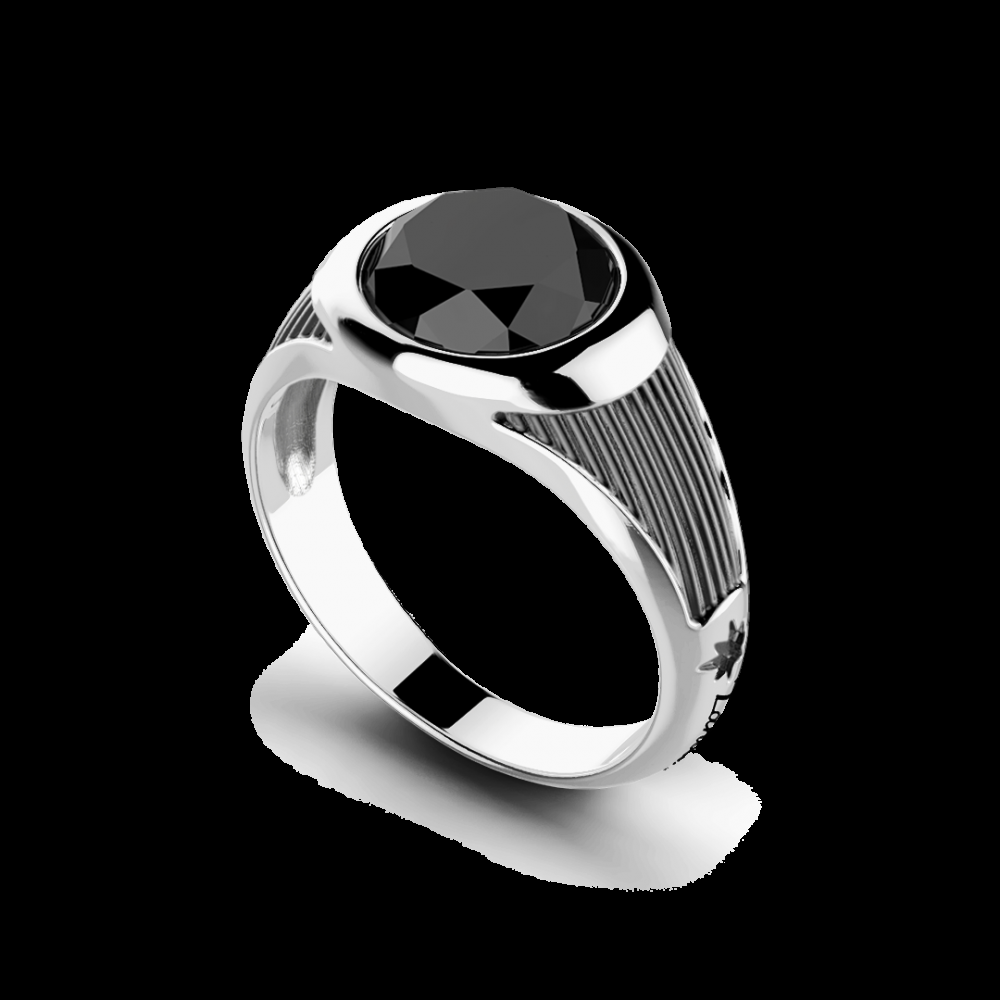 Zancan Anello Zancan in argento con pietra nera Offerta settimanale