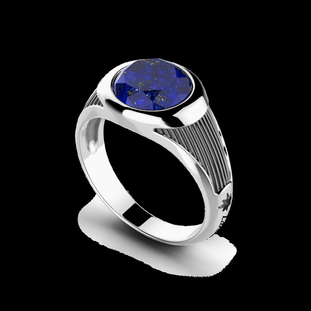Zancan Anello Zancan in argento con pietra blu Ritorno libero