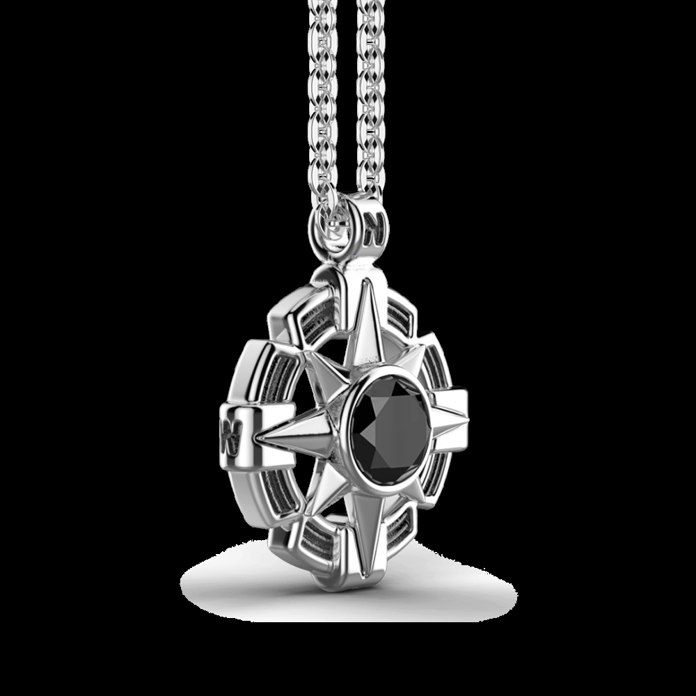 Zancan Collana Zancan in argento con pendente a rosa dei venti e pietra nera Ultimo giorno