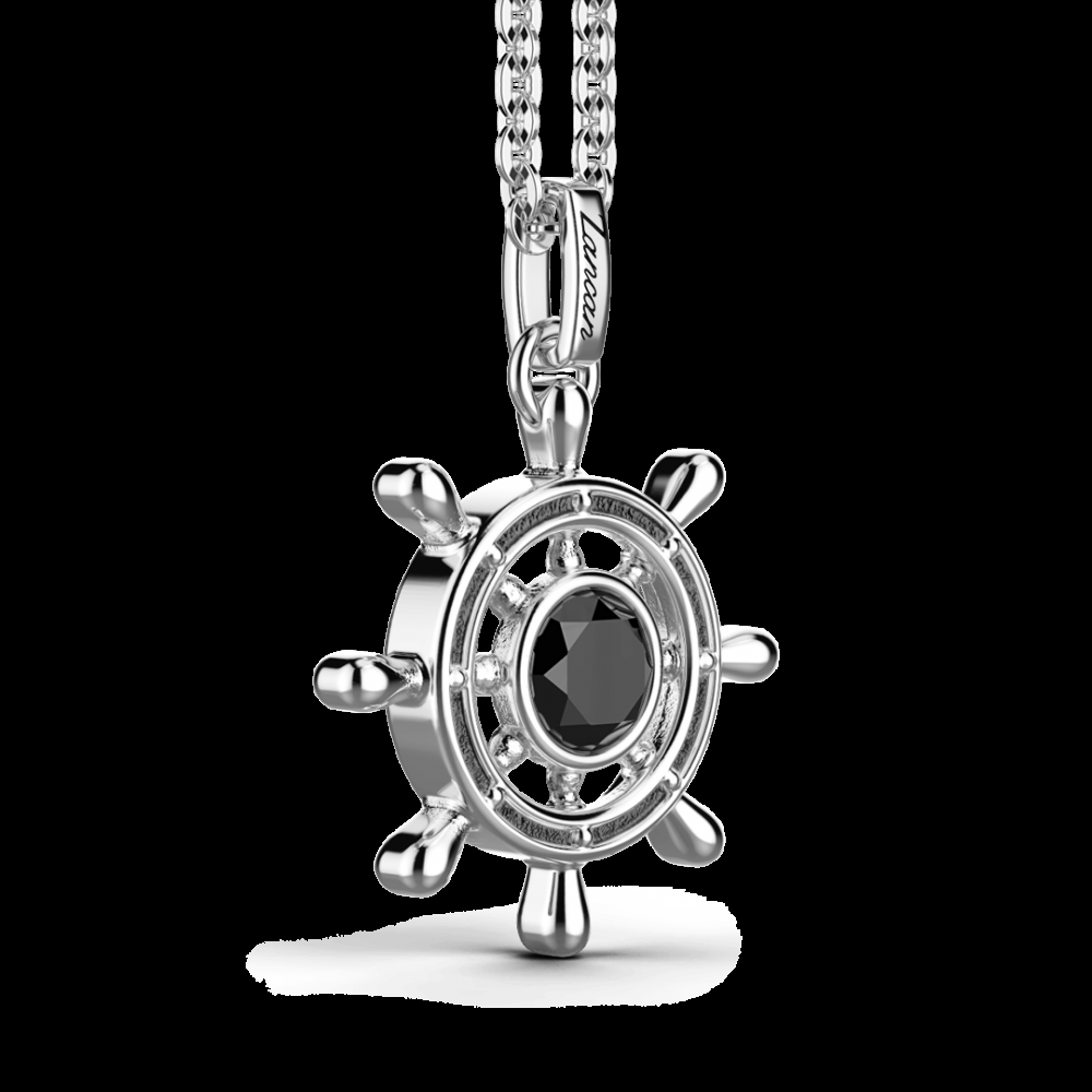 Zancan Collana Zancan in argento con pendente a timone e pietra nera Promozione temporanea
