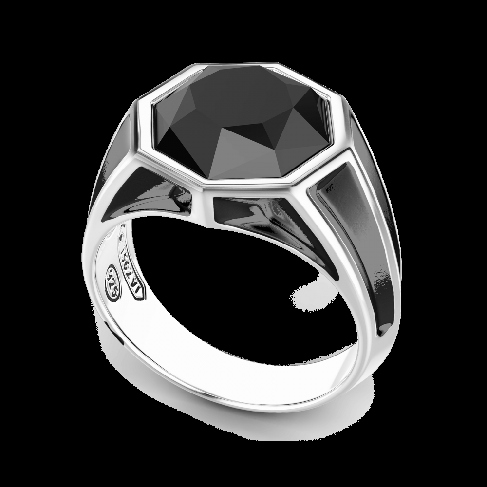 Zancan Anello chevalier Zancan in argento con pietra onice Sostegno trimestrale