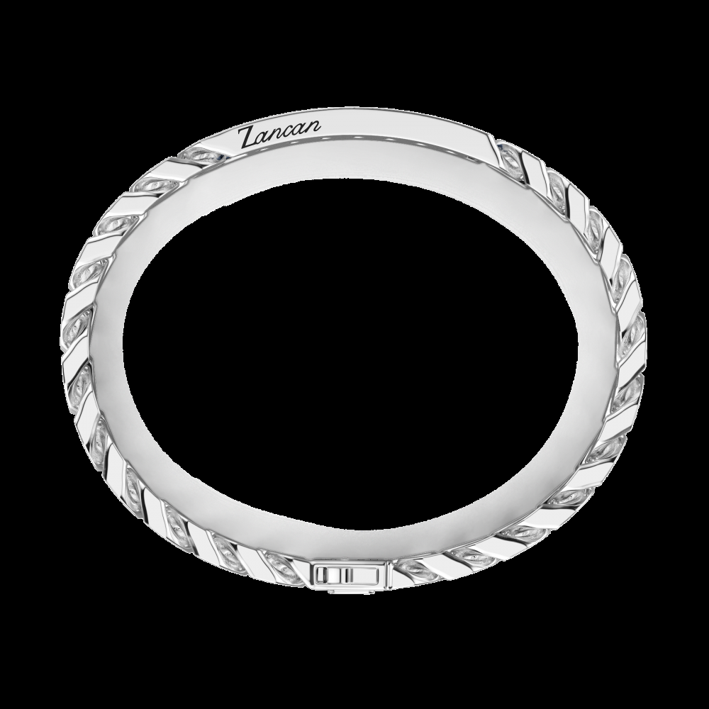 Zancan Bracciale a grumette Zanca in argento con targa e pietre nere Italia