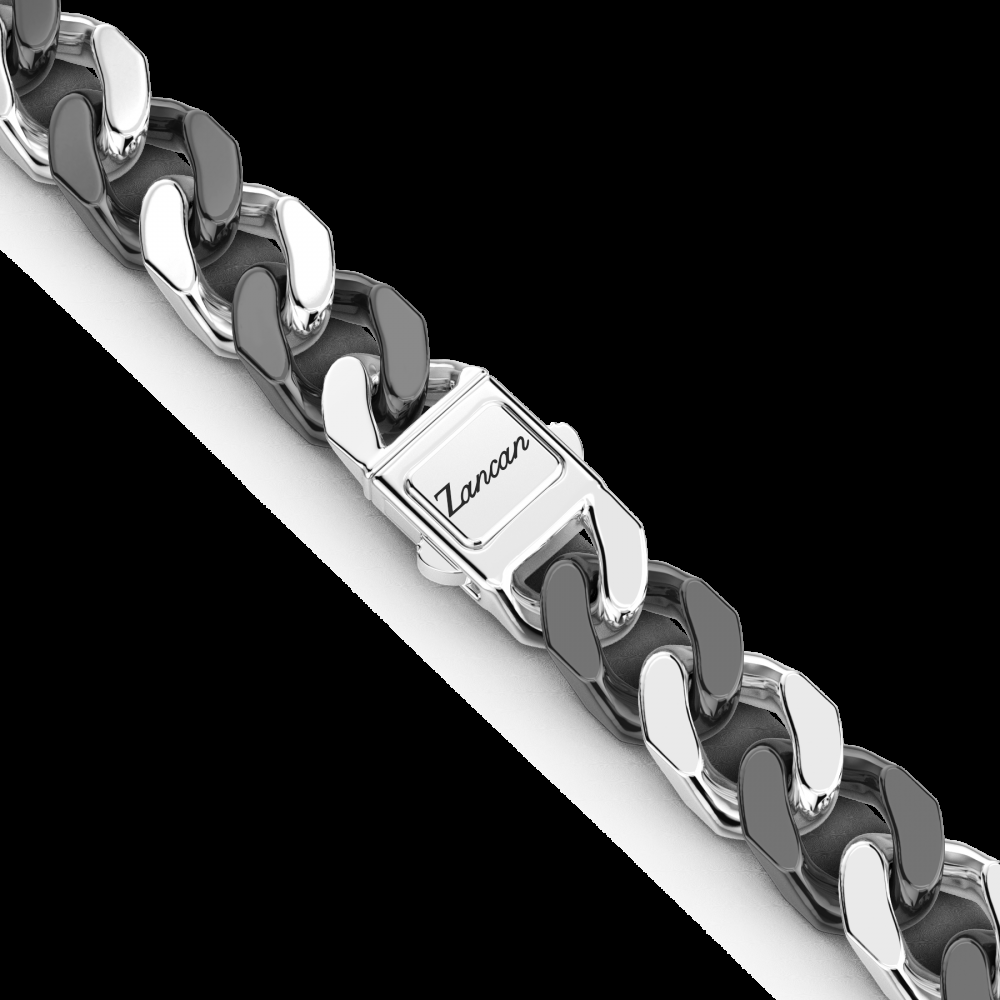 Zancan Collana a grumette Zanca in argento e ceramica nera Moda