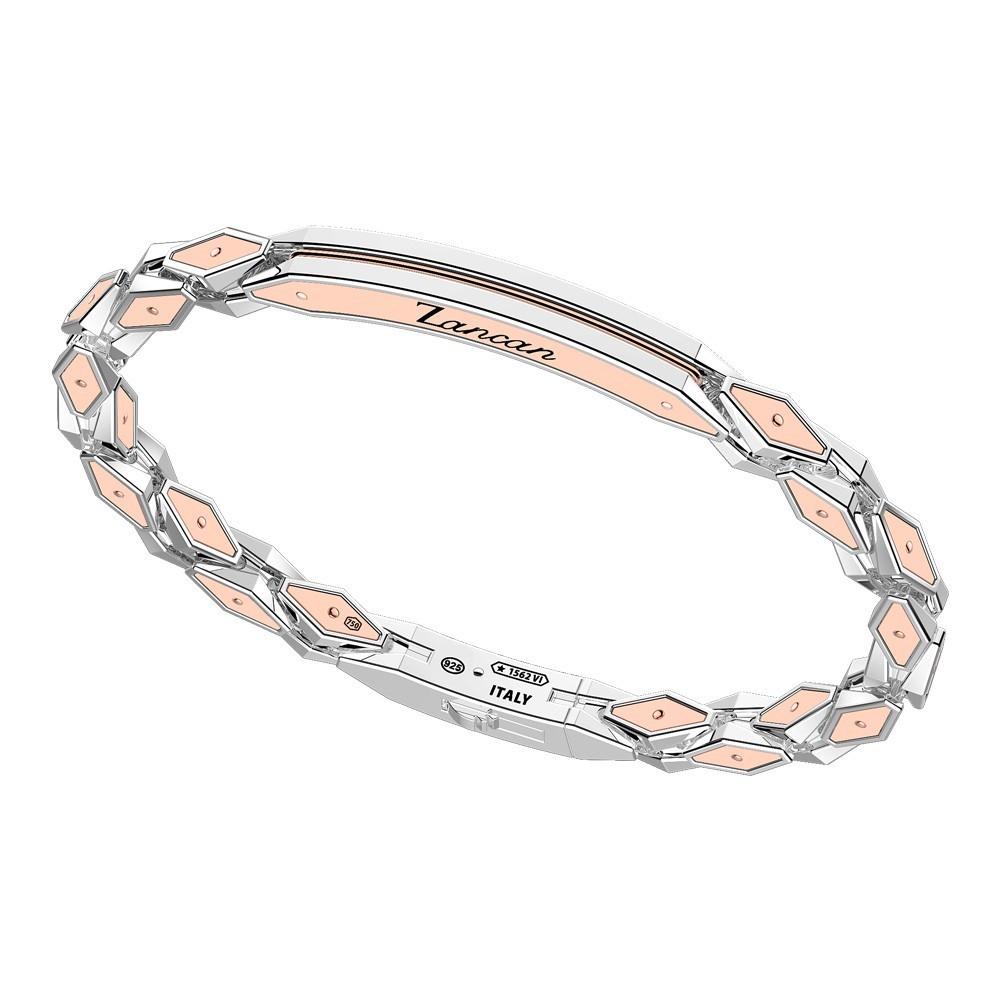 Zancan Bracciale Zancan in oro rosa 18k ed argento con targa Offerte stagionali