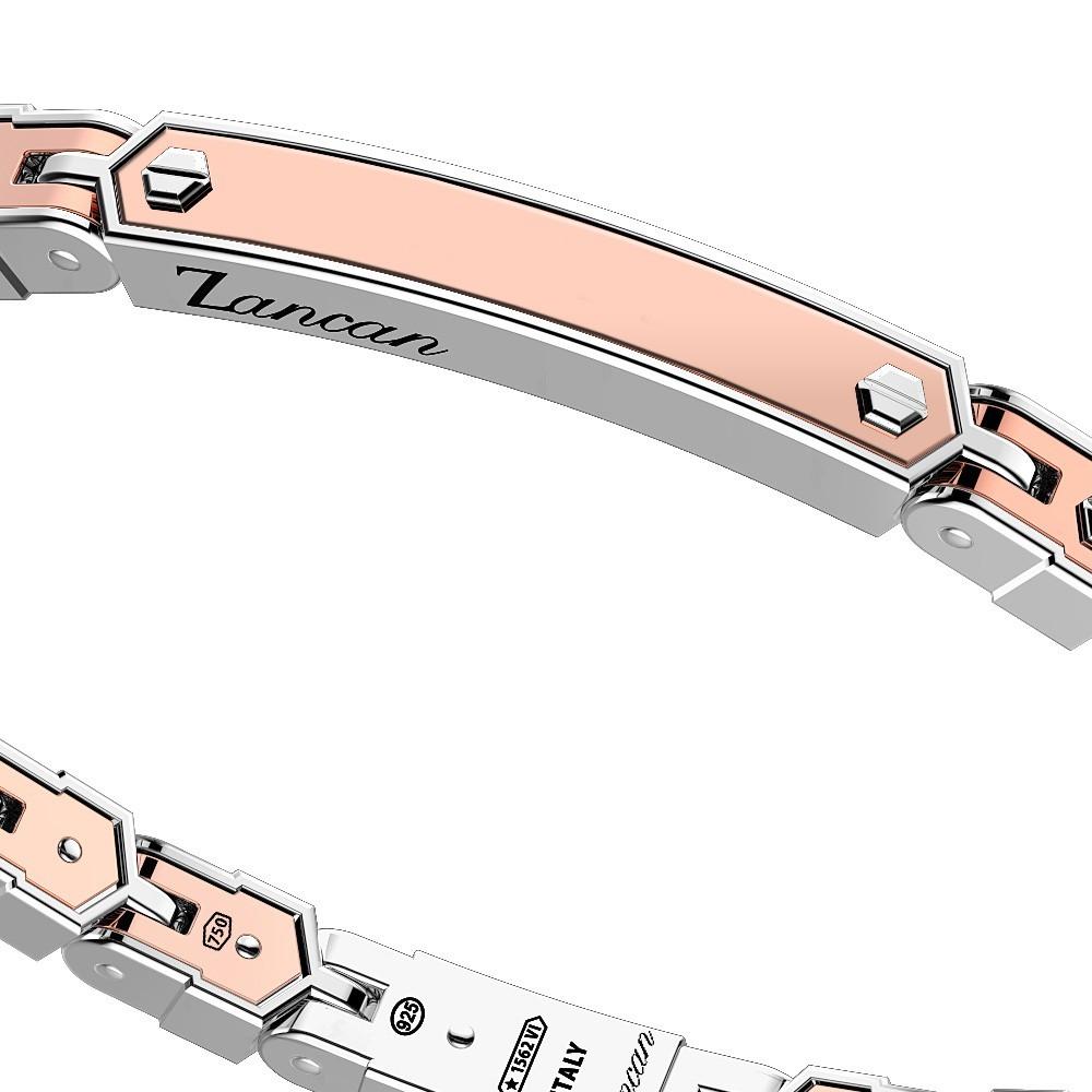 Zancan Bracciale Zancan in oro rosa 18k ed argento con targa Ritorno libero