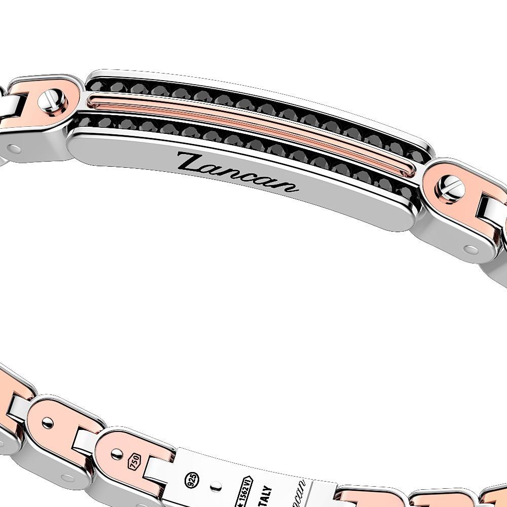 Zancan Bracciale Zancan in oro 18k ed argento con targa e pietre nere Ultimi tre giorni