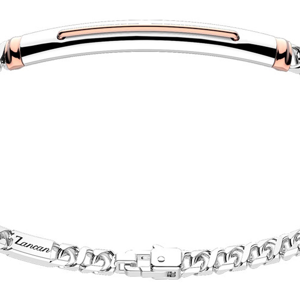 Zancan Bracciale a grumetta Zancan in argento con targa ed inserti in oro rosa Officina