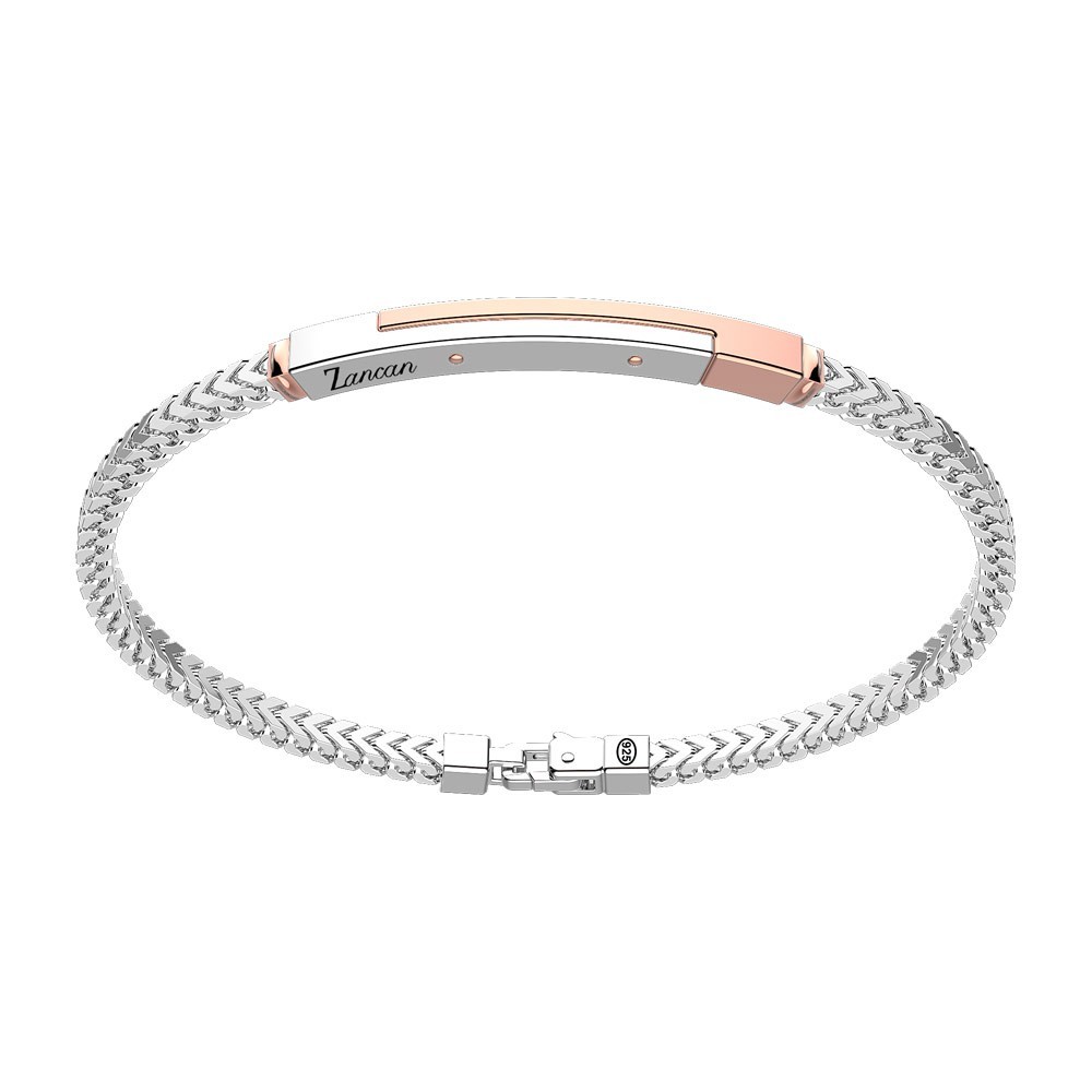 Zancan Bracciale Zancan in argento con targa ed inserti in oro rosa Sconti questo mese