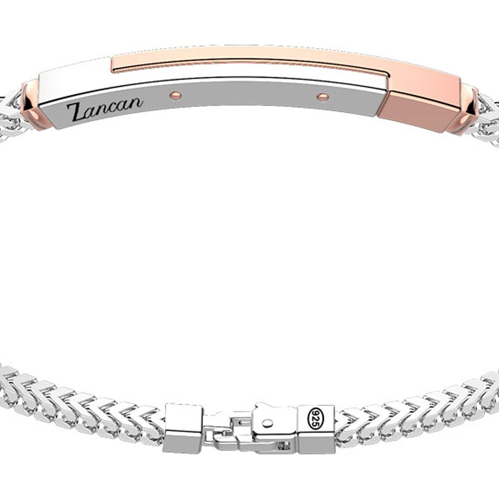 Zancan Bracciale Zancan in argento con targa ed inserti in oro rosa Sconti questo mese