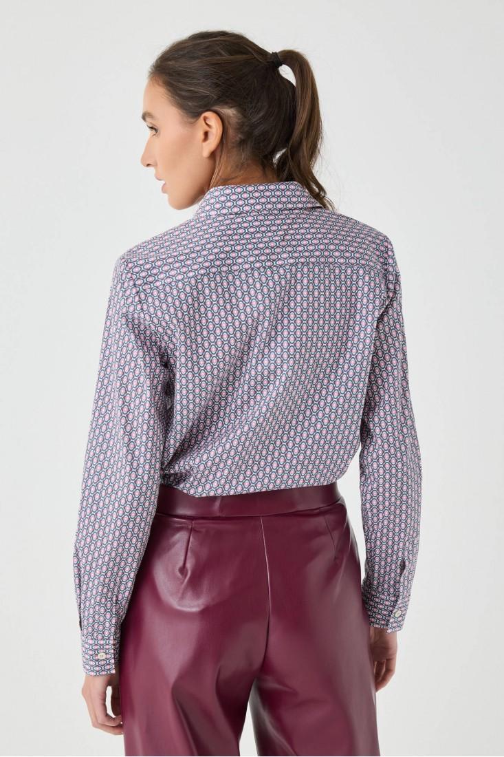 Zanetti 1965 Camicia in cotone stretch geometrico Promozione Limitata