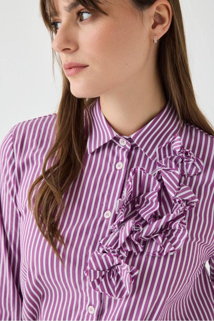 Zanetti 1965 Camicia a righe con dettaglio a fiori Shopping Online