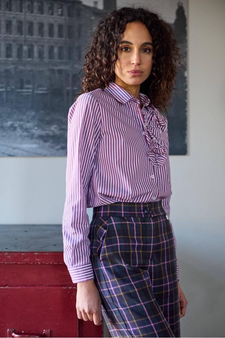 Zanetti 1965 Camicia a righe con dettaglio a fiori Shopping Online