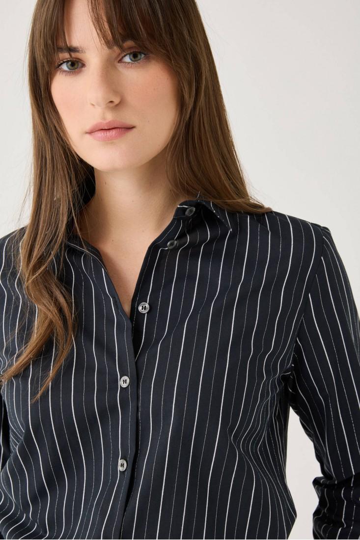 Zanetti 1965 Camicia manica lunga con righe argento Sottocosto