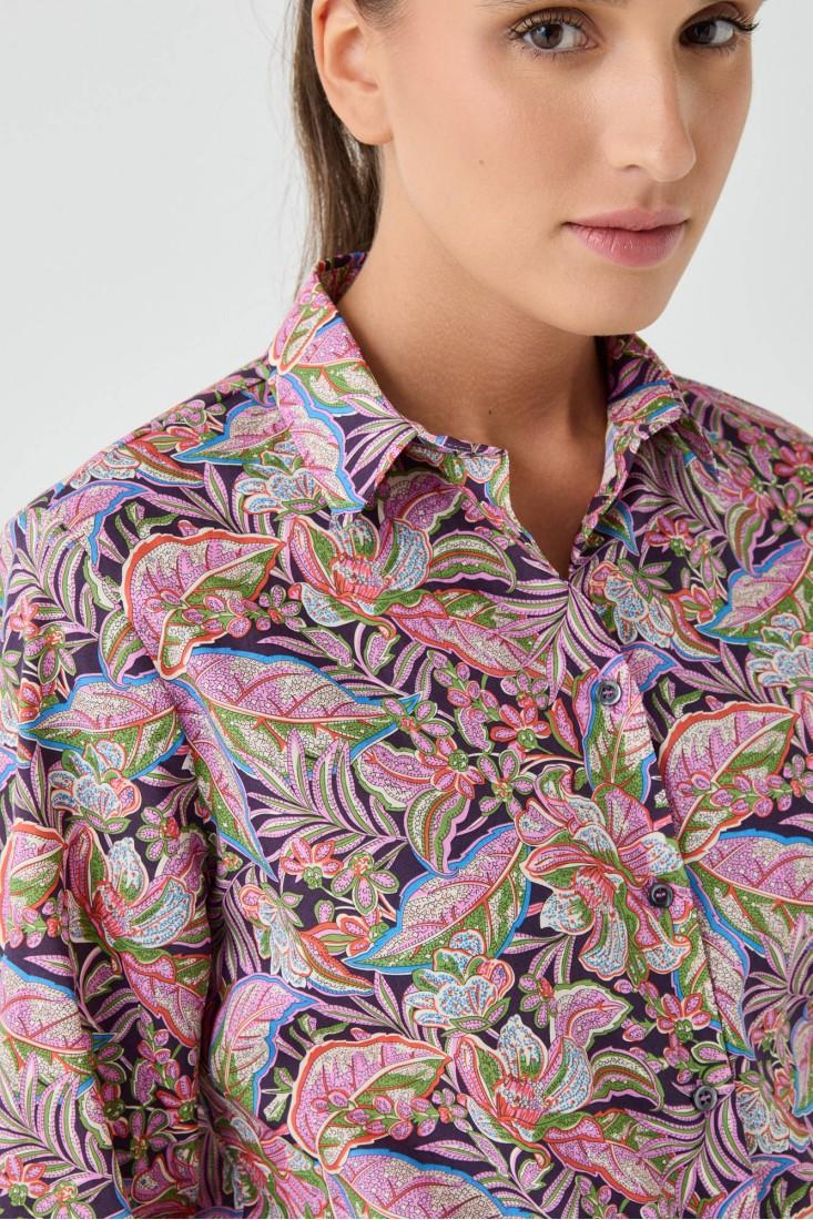 Zanetti 1965 Camicia in cotone Liberty floreale Novità