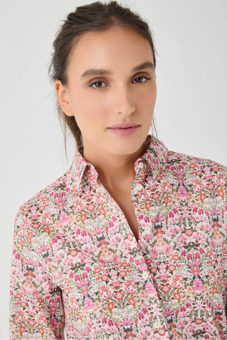 Zanetti 1965 Camicia di cotone a fiori Liberty London Presa