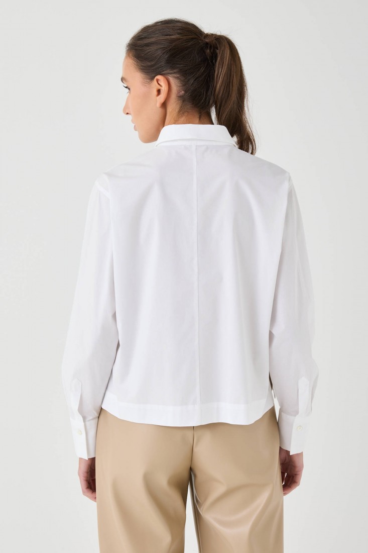 Zanetti 1965 Camicia cropped in cotone stretch Offerta