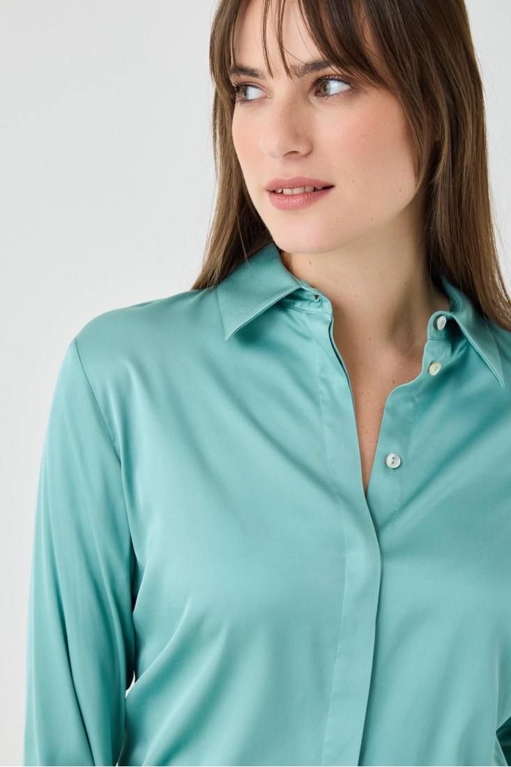 Zanetti 1965 Camicia in viscosa stretch tinta unita Outlet