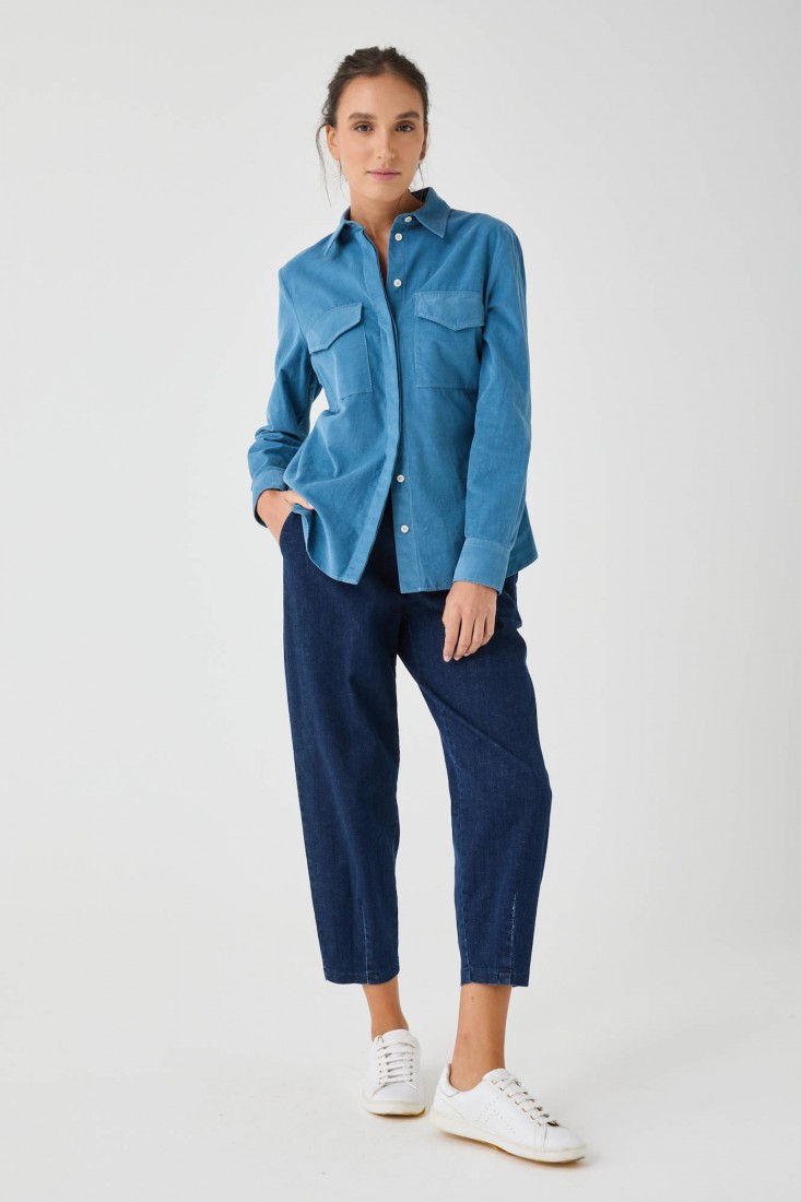 Zanetti 1965 Camicia in velluto microcoste Vendita Economica