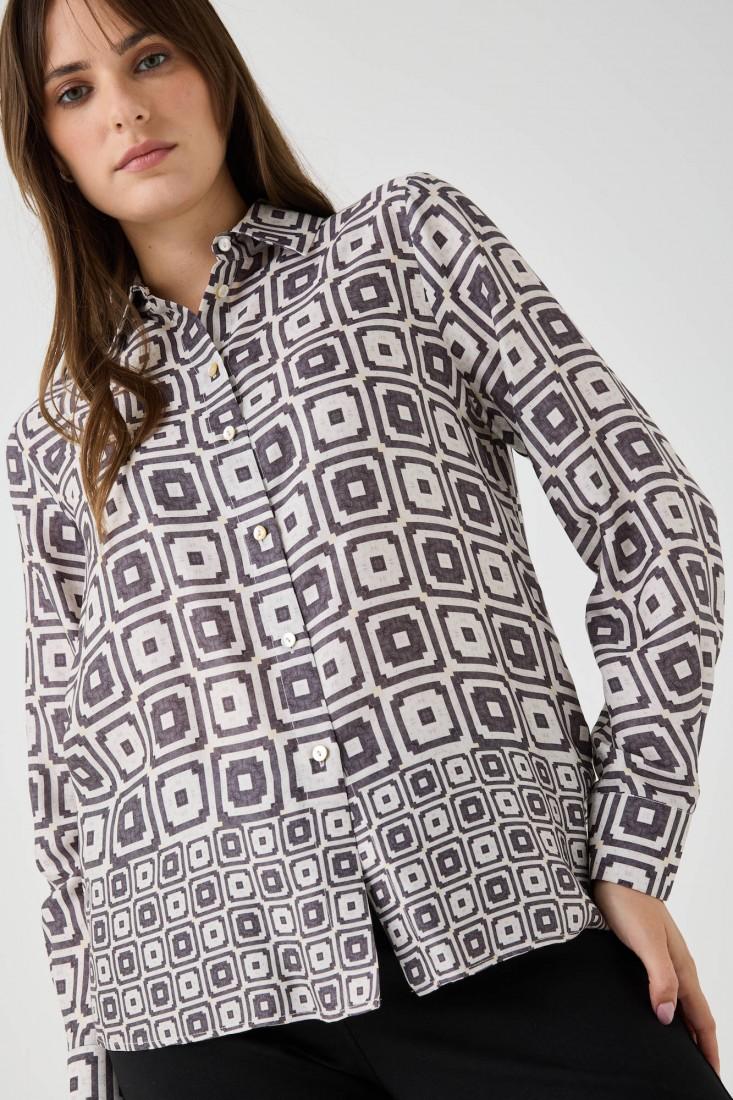 Zanetti 1965 Camicia in viscosa con stampa geometrica I Più Venduti