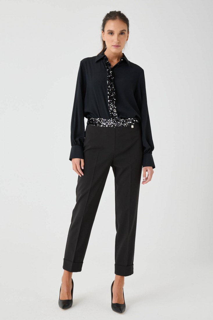 Zanetti 1965 Pantalone stretch con paillettes Nuovi prodotti