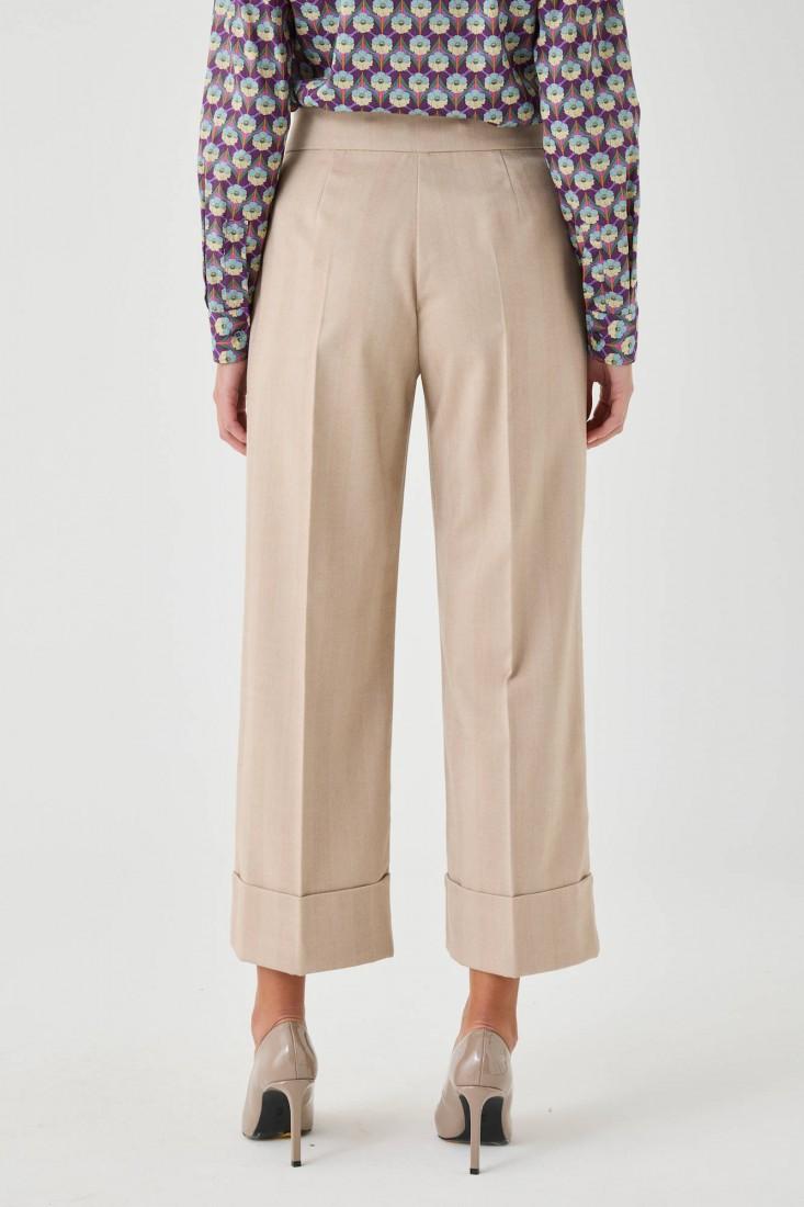 Zanetti 1965 Pantaloni palazzo cropped con risvolto Comprane uno, ottenene uno gratis