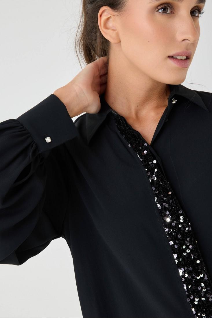 Zanetti 1965 Camicia con paillettes in crepe de chine Ultimi tre giorni